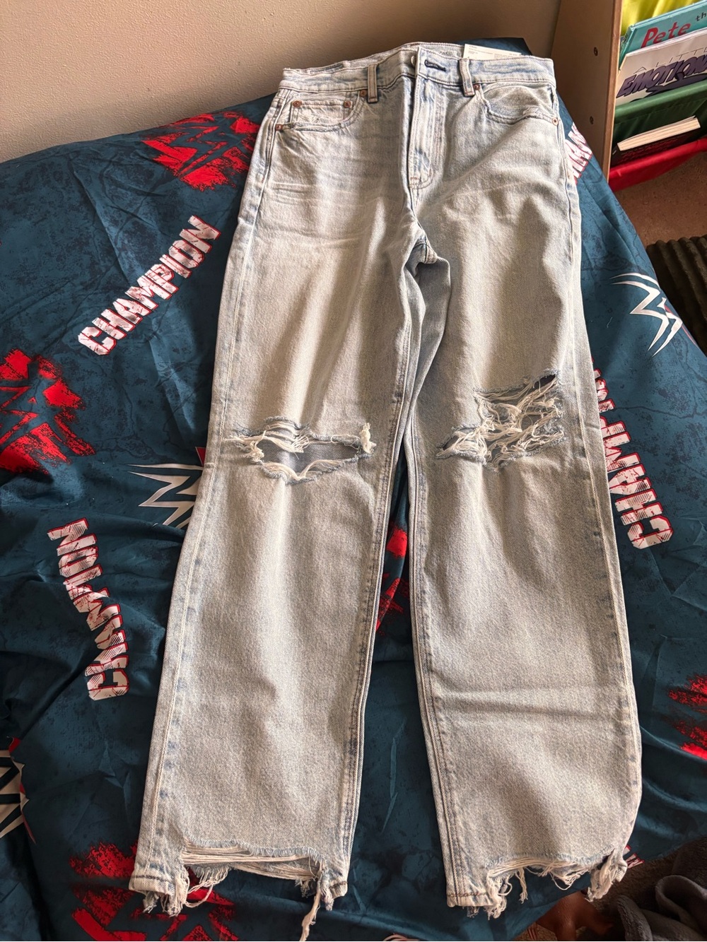 American Eagle Outfitters Light Blue Distressed Relaxed Jeans
